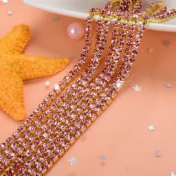 1yard/piece SS6 SS8 SS12 19Colors Glass Crystal Rhinestone Chain,Gold Bottom Sew On Cup Chains For Diy Garment Bags Decorations