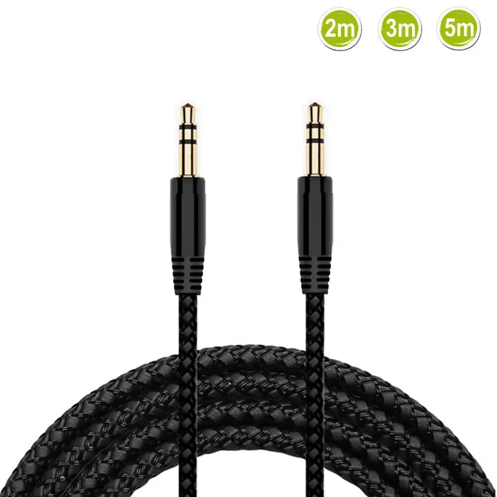 New 2/3/5m Nylon Braid Jack 3.5mm Audio Cable Male Stereo AUX Cable M/M Headphone Cord for iPhone Car Speaker Earphone MP3/4