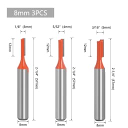 LAVIE 1pc 8mm Shank Straight Bit Double Flute Router Bits Milling Cutter For Wood Woodwork Tool C08-002