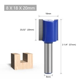 LAVIE 1pc 8mm Shank Straight Bit Double Flute Router Bits Milling Cutter For Wood Woodwork Tool C08-002
