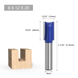 LAVIE 1pc 8mm Shank Straight Bit Double Flute Router Bits Milling Cutter For Wood Woodwork Tool C08-002