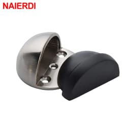 NAIERDI Rubber Door Stopper Zinc Alloy Hidden Door Holder Non Punching Sticker Floor Mounted Nail-free Door Stop Door Hardware