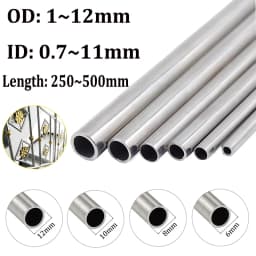 20pcs~1pcs 304 Stainlessy Steel Round Capillary 250mm 500mm Long Seamless Straight Tube 4x3mm/6x4mm/8x6mm/10x8mm/10x9mm/12x11mm