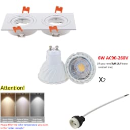 LED Recessed Downlight Frame GU10 MR16 Housing Hot Sale Aluminum Double heads GU10 MR16 Downlight Holder Black Silver White
