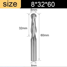 Vsharp 2 Flutes Ball Nose End Mill 3.175/4/ 6/8mm Shank Tungsten Carbide Engraving Milling Cutter Wood MDF 3D Carving CNC Tool