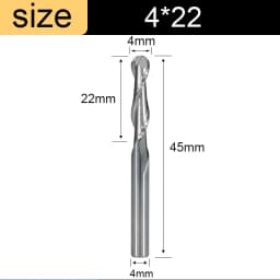 Vsharp 2 Flutes Ball Nose End Mill 3.175/4/ 6/8mm Shank Tungsten Carbide Engraving Milling Cutter Wood MDF 3D Carving CNC Tool