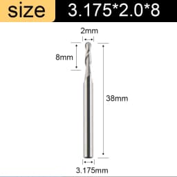 Vsharp 2 Flutes Ball Nose End Mill 3.175/4/ 6/8mm Shank Tungsten Carbide Engraving Milling Cutter Wood MDF 3D Carving CNC Tool