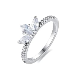 Original 925 Sterling Silver Ring Love Heart Wishbone Moon Sun Rings Crystal Rose Gold For Women Wedding Gift Luxury Jewelry