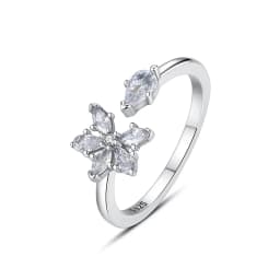 Original 925 Sterling Silver Ring Love Heart Wishbone Moon Sun Rings Crystal Rose Gold For Women Wedding Gift Luxury Jewelry