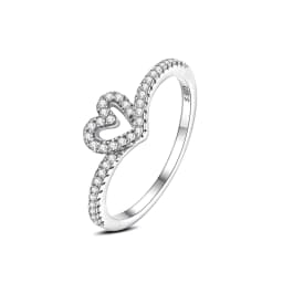 Original 925 Sterling Silver Ring Love Heart Wishbone Moon Sun Rings Crystal Rose Gold For Women Wedding Gift Luxury Jewelry