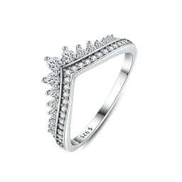 Original 925 Sterling Silver Ring Love Heart Wishbone Moon Sun Rings Crystal Rose Gold For Women Wedding Gift Luxury Jewelry