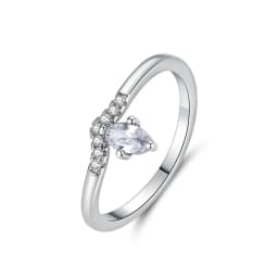 Original 925 Sterling Silver Ring Love Heart Wishbone Moon Sun Rings Crystal Rose Gold For Women Wedding Gift Luxury Jewelry