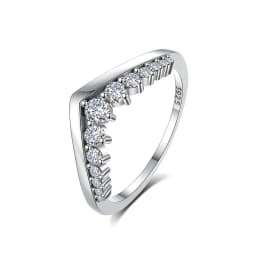 Original 925 Sterling Silver Ring Love Heart Wishbone Moon Sun Rings Crystal Rose Gold For Women Wedding Gift Luxury Jewelry