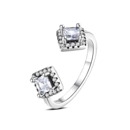 Original 925 Sterling Silver Ring Love Heart Wishbone Moon Sun Rings Crystal Rose Gold For Women Wedding Gift Luxury Jewelry