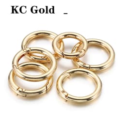 10pcs/5pcs Spring Clasp Keychain Ring KC Gold Color Openable Round Carabiner Hook Buckle Bag Chain for Key Jewelry Making DIY