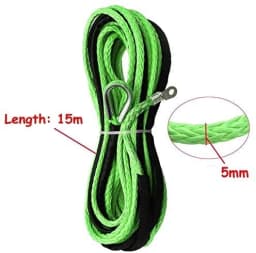 1X Durable 15M 5mm 10000LBS Synthetic Winch Rope Line Recovery Cable for 4WD ATV SUV Truck Boat Winch Towing Rope