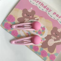 Children Pink love and Pink Ball Hairpins Simple Matte Texture Hair Clips Sweet Girls BB Side Clips Hairgrip Barrettes Headwear