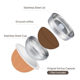 For use only with Nespresso Vertuo Next Vertuoline Reusable Stainless Steel Capsule Refillable Coffee Filter with Original Pod