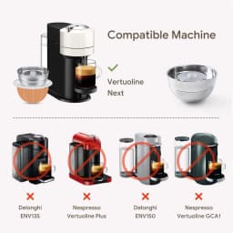 For use only with Nespresso Vertuo Next Vertuoline Reusable Stainless Steel Capsule Refillable Coffee Filter with Original Pod