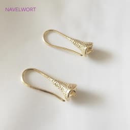 14K Gold Plated Brass Metal Earring Hooks with Eyepin Bead Caps, French Earwire DIY Pearl Earrings Findings Components