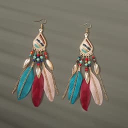 Boho Long Feather Dangle Women's Earrings Beach Long Tassel Beads Handmade Flower Enamel Earrings Bride Wedding Pendientes Mujer