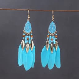 Boho Long Feather Dangle Women's Earrings Beach Long Tassel Beads Handmade Flower Enamel Earrings Bride Wedding Pendientes Mujer
