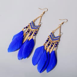 Boho Long Feather Dangle Women's Earrings Beach Long Tassel Beads Handmade Flower Enamel Earrings Bride Wedding Pendientes Mujer