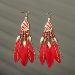 Boho Long Feather Dangle Women's Earrings Beach Long Tassel Beads Handmade Flower Enamel Earrings Bride Wedding Pendientes Mujer