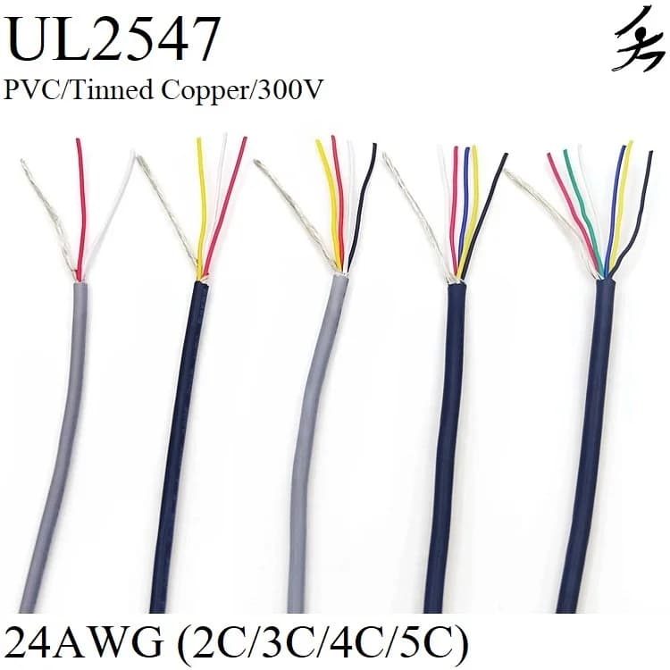 1M 24AWG Shielded Wire Signal Cable 2 3 4 5 Core PVC Insulated Channel Audio Headphone Copper Control Shielding Wire UL2547