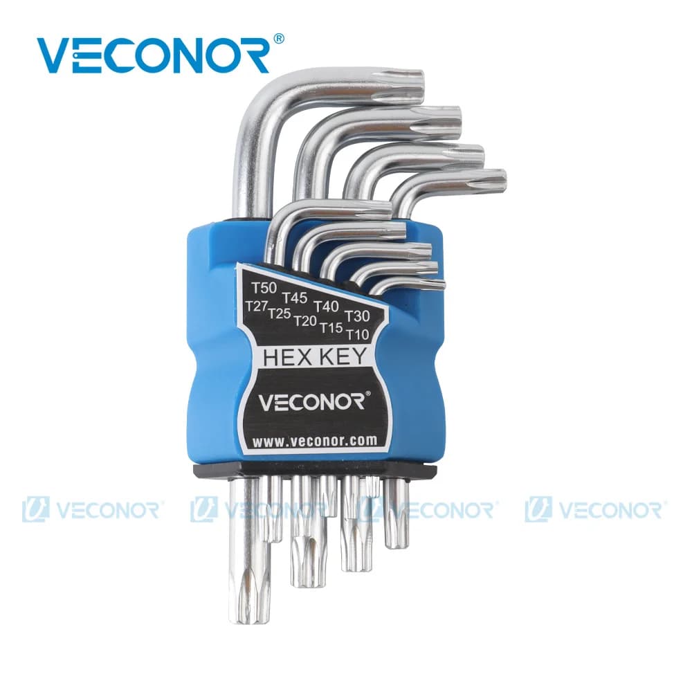 9Pcs Set Durable Metric Short Arm Torx Chrome Vanadium Key Star Wrench Hand Tool Screwdriver T10 T15 T20 T25 T27 T30 T40 T45 T50