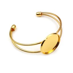 High Quality 20mm 25mm 8 Colors Bronze Gold Silver Plated Bangle Base Bracelet Blank Findings Tray Bezel Setting Cabochon Cameo