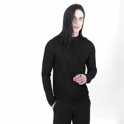 PUNK RAVE Men's Gothic Daily Turtlenecks Simple Printed T-shirt  Punk Handsome Cool Long Sleeve Tops Spring Autumn