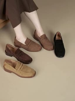 2026 Spring Sheep Suede Women Shoes Round Toe Chunky Heel Women Pumps Shoes for Women Deep Mouth Loafers Low Heels Ladies Shoes