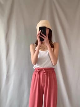 Women Long Pants Spring Summer Straight Long Elastic Waist Wide Leg women long trousers Casual Soft Knitted Pants