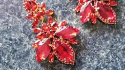Sparkling Red Rhinestone Marquise Stone Exaggerated Drop Earrings For Women Vintage Fashion Gold Silver Color Engagement Jewelry