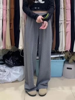 2024 New Spring Summer Women Pants High End Beading Loose Straight Trousers Pantalones Mujer Korean Fashion Streetwear