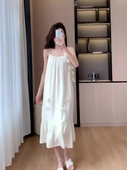 Summer Three-dimensional Flowers Embroidery Loose A-line Halter Dress Women Sleeveless Knee-length Beach Dresses Female