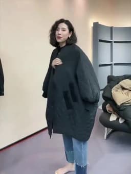 Oversize Quilted Jacket Autumn Winter Parkas Big Size Warm Long Cotton-padded Jacket Light Coat Long Sleeve Windproof Outerwear