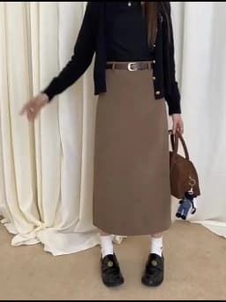 Matakawa Corduroy Long Skirts Autumn Winter Solid A-line Vintage Faldas Mujer Korean Fashion High Waist Simple Women Skirt