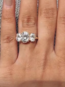 3/6cttw Real Moissanite Engagement Ring with Certificate 3-Stone Oval Cut Diamond Wedding Ring for Women 925 Silver Fine Jewelry