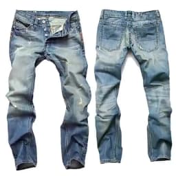 Hole Jeans for Men Mid Waist Washed Straight Pants Streetwear Vintage Zipper Fly Denims 2024 Autumn Ankle Length Trousers