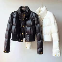 High-end Korean Short Winter Jacket Women Stand-up Collar Warm Parka Puffer Jacket Light Coat Outdoor Windproof Outerwear Button