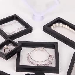 10pcs Set 3D Floating Display Case Stands Transparent Square Holder Pendant Necklace Bracelet Ring Coin Jewelry Pin Storage Box