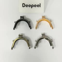 2/5Pcs 5cm Metal Kiss Lock Purse Frame Arc Clasp with Chain Loops for Coin Mini Bag Handle DIY Sewing Craft Hardware Accessories