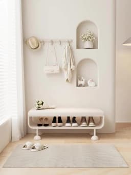 Iron Entryway Shoe Bench with Storage Sturdy Shoe Rack Convertible Seat Shoe Organizer Creative Large Capacity Boot Shelf
