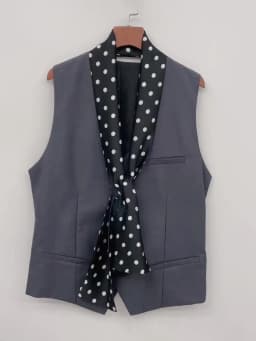Men's British Retro Black and White Polka Dot Business Casual Small Scarf Versatile Long Scarf Decorative Neck Scarf Wide Tie