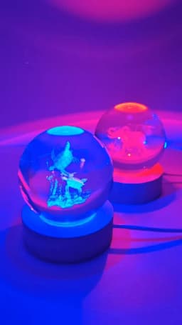 3D Laser Engraved Bird Crystal Ball with LED Stand 60mm Hummingbird Gifts for Women Decor Glass Animals Figurine Room Birthday