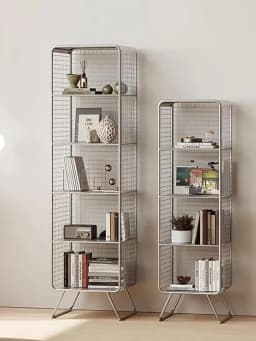 Nordic style Bookcase Multi-Tier Metal Storage Shelf Space Saving Living Room/Kids Book Organizer Sturdy Display Rack for Office