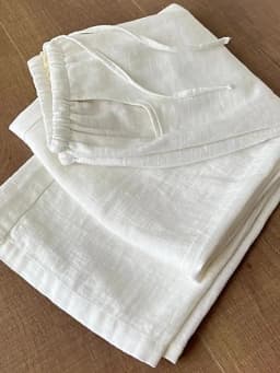 White Linen Wide-leg Pants Women's Summer 2025 New Cotton and Linen Casual Breathable Ice Silk Sunscreen Pants
