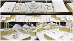 Top PU Jewelry Display Stand, Gold and White Brushed Jewelry Display Storage, Jewelry Props Set Display Props Are in Stock
